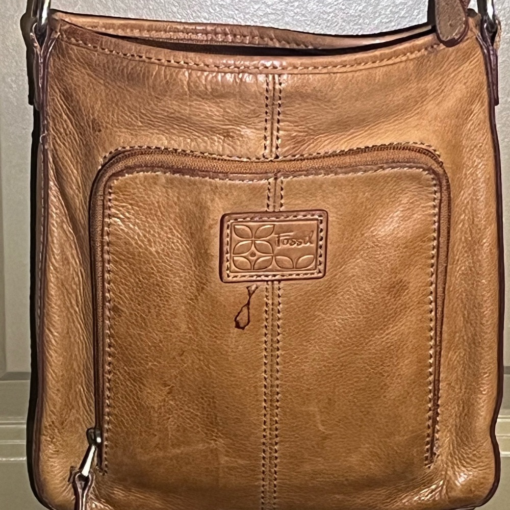 Fossil Brown Leather Messenger Bag